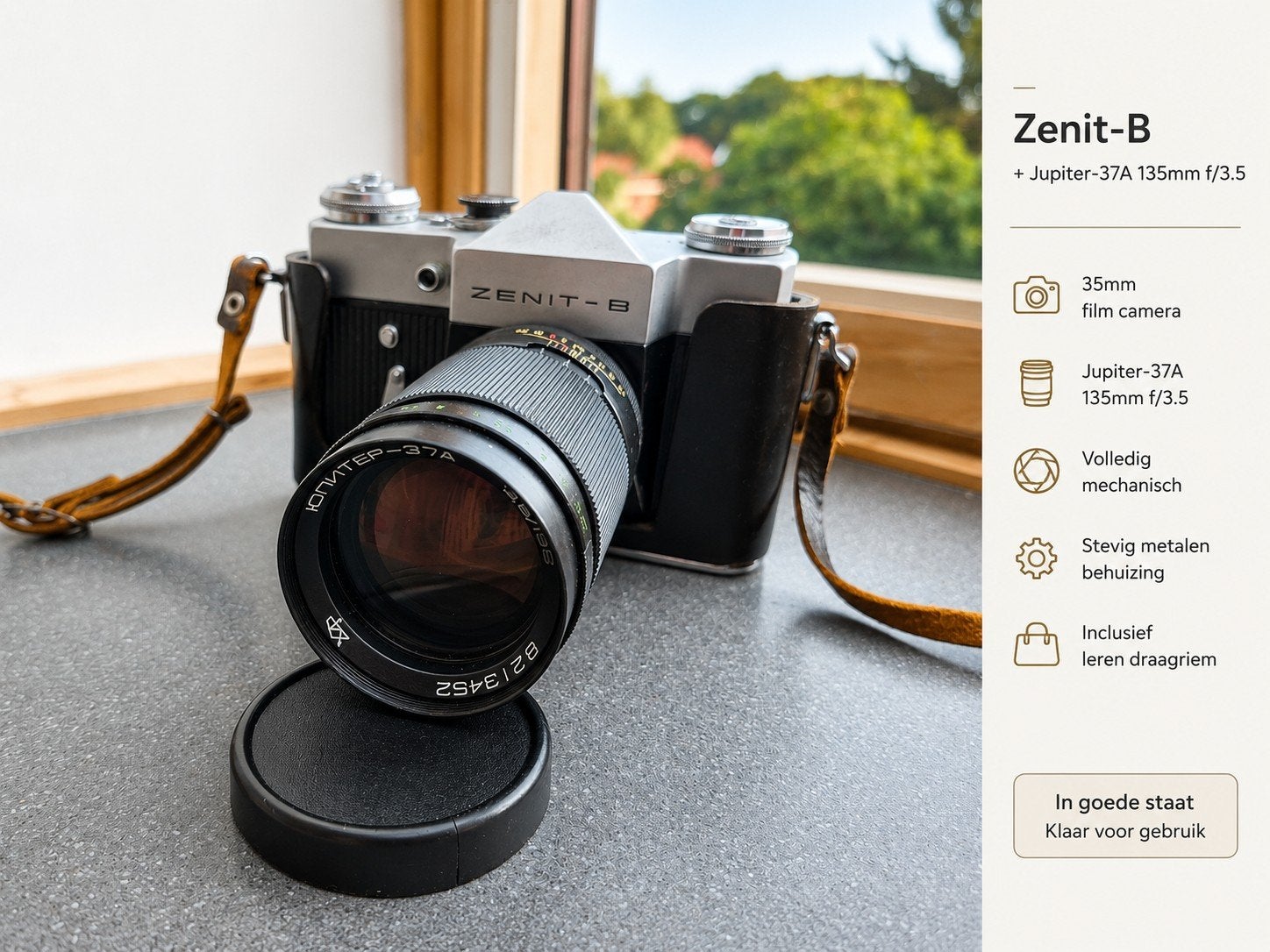 Zenit-B met Jupiter-37A 135mm f/3.5, Ophalen