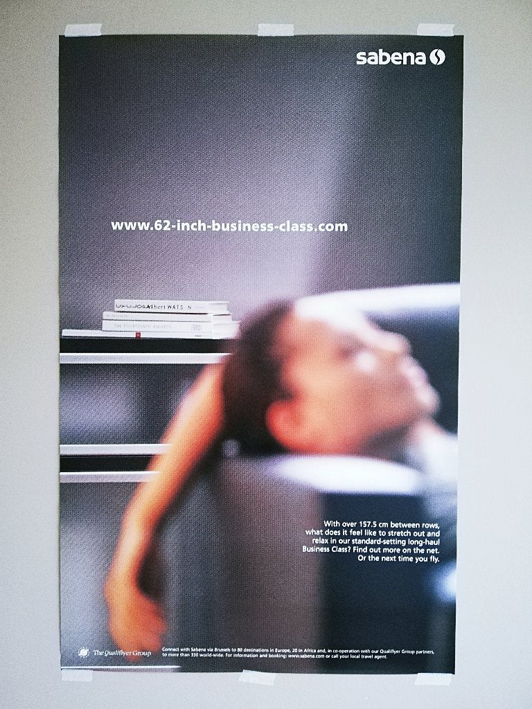Sabena Affiche Qualiflyer Group 90s Woman in Lounge 64x102cm, Ophalen of Verzenden, Nieuw