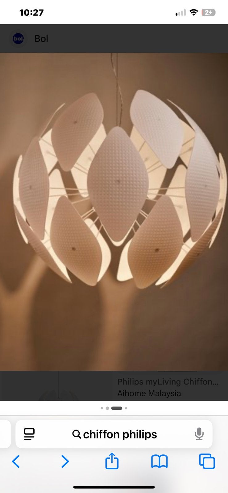 Philips chiffon hanglamp, Philips, Ophalen, Zo goed als nieuw, Hanglamp