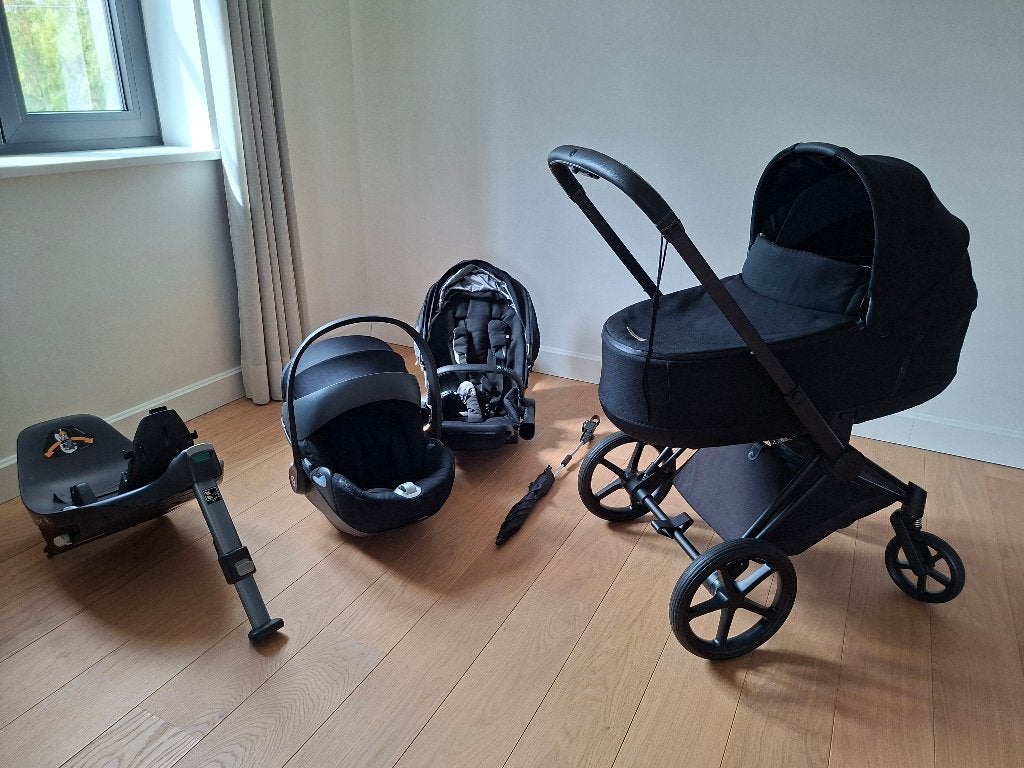 Cybex Priam 2021 mat zwart - complete set + cloud Z & isofix, Zo goed als nieuw, Duowagen, Ophalen, Kinderwagen