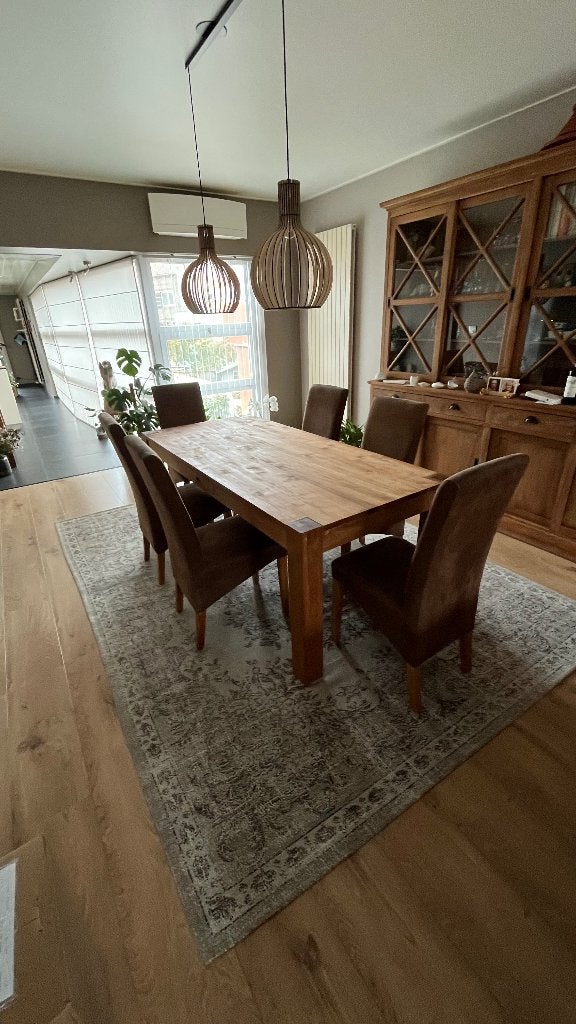 Teak tafel en 6 stoelen, Huis en Inrichting, Ophalen, Gebruikt, 4 tot 6 stoelen