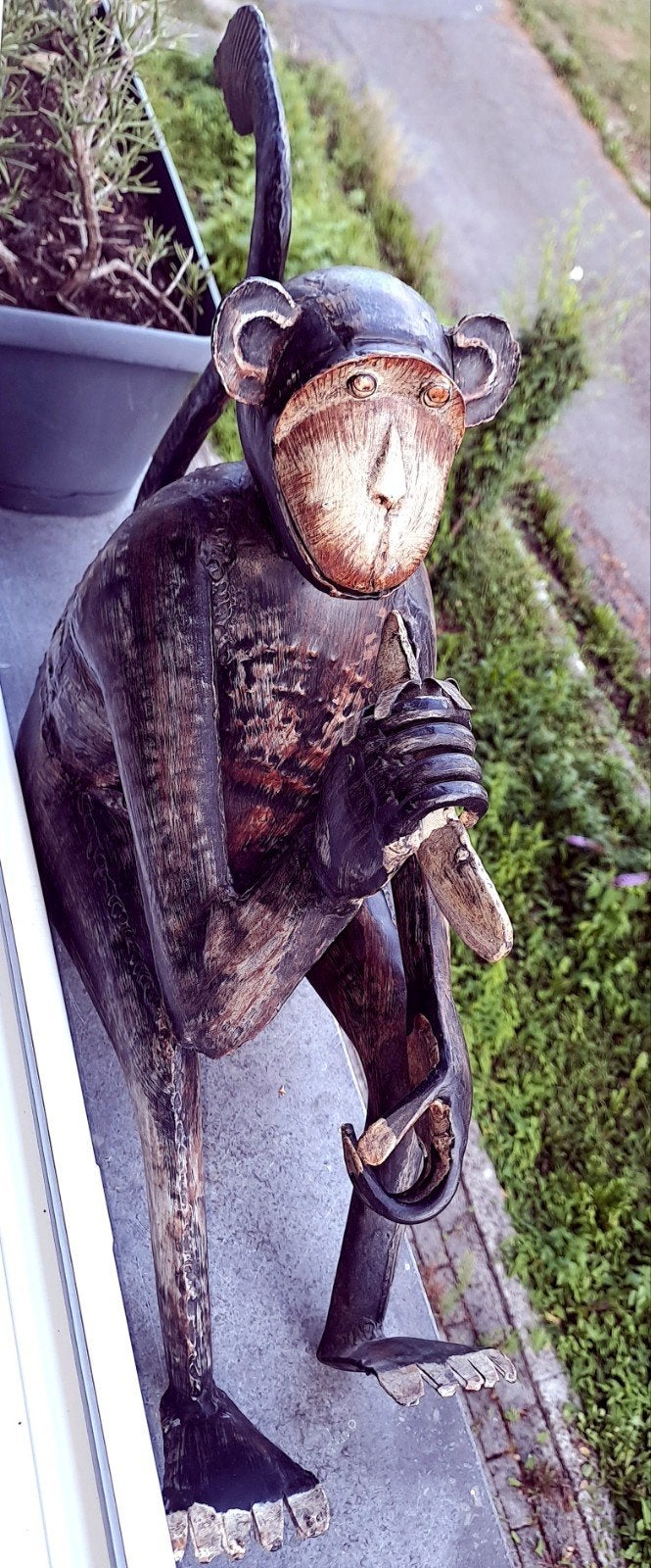 Statue singe en tole 38x60 de qualité à saisir ️️↙️, Ophalen, Zo goed als nieuw, Metaal, Dierenbeeld