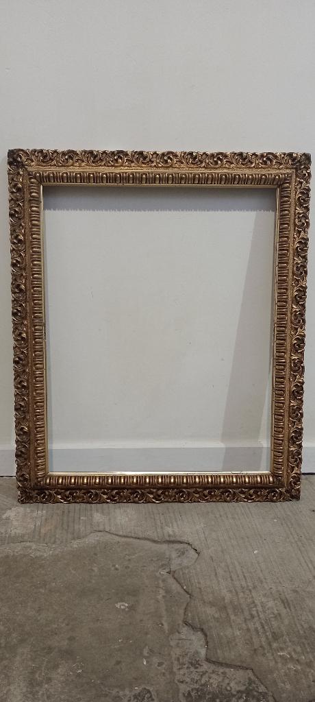 Cadre vide ancien Doré à Rinceaux – 46x58 cm, c28, Enlèvement, Utilisé, Bois