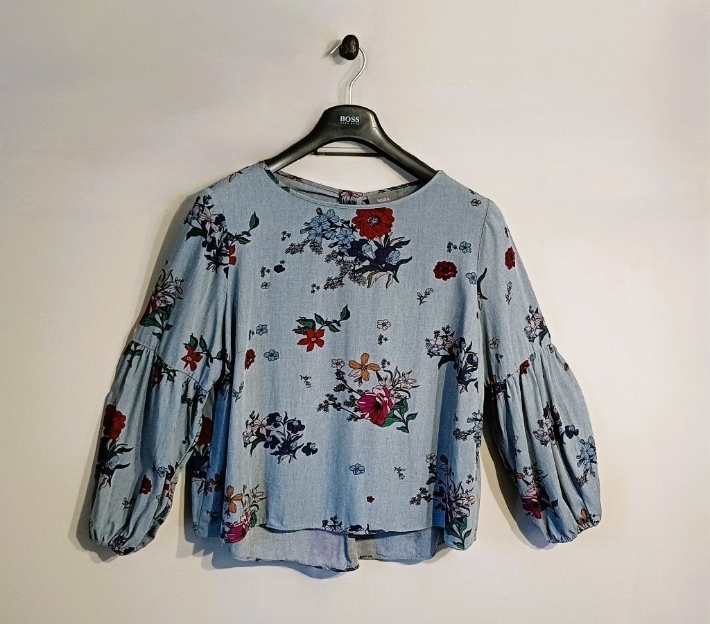 Jeans blouse met bloemen print, Enlèvement ou Envoi, Bleu, C&A, Taille 42/44 (L)