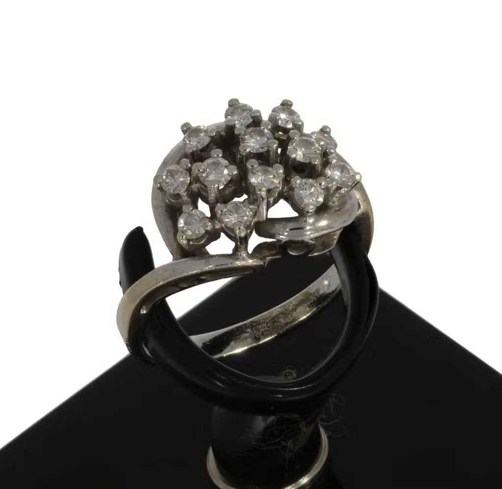 Diamanten rozet 14k gouden luxe briljant ring dame entourage, Ophalen of Verzenden, Zo goed als nieuw, Dame of Heer, Met edelsteen