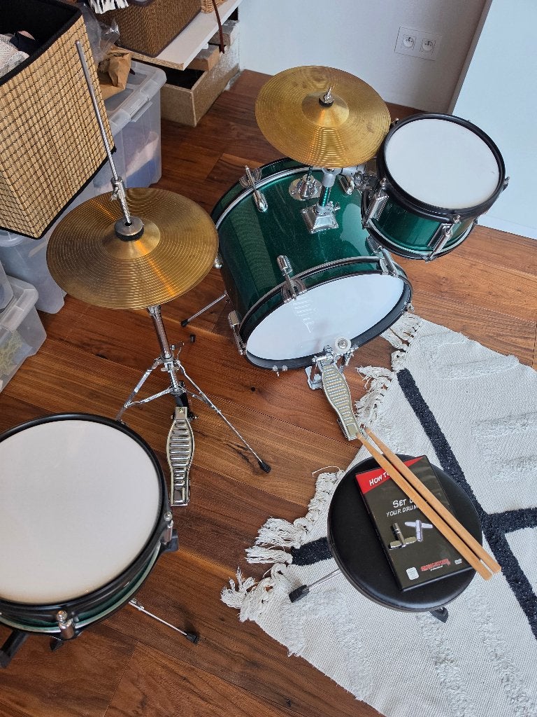 Kinderdrum Fame Junior 3-Piece Drum-Kit (Green), Muziek en Instrumenten, Ophalen, Zo goed als nieuw, Overige merken