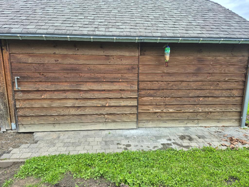 Houten schuifdeur met vaste wand – inclusief railsysteem, Tuin en Terras, Overige typen, Zonder ramen, Hout, Ophalen