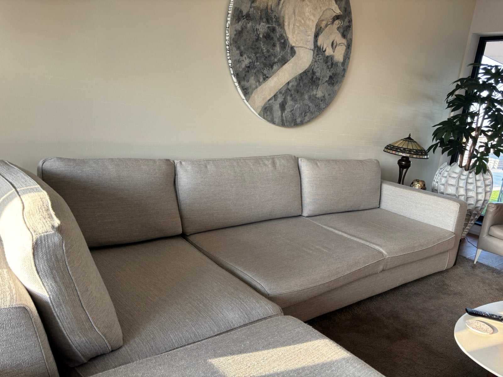 Minotti zetel - Italiaans topmerk., Huis en Inrichting, Ophalen, Gebruikt, Stof, Modern , beige kleur