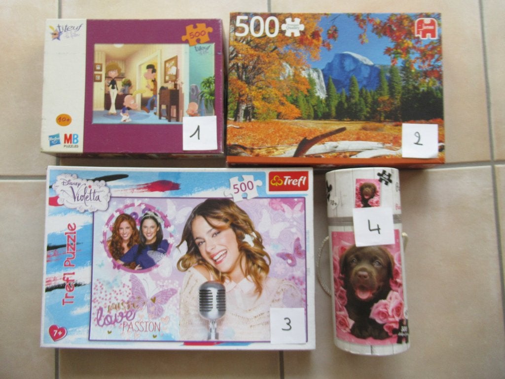 4 leuke volledige puzzels van 500 stukjes, Ophalen, 500 t/m 1500 stukjes, Legpuzzel