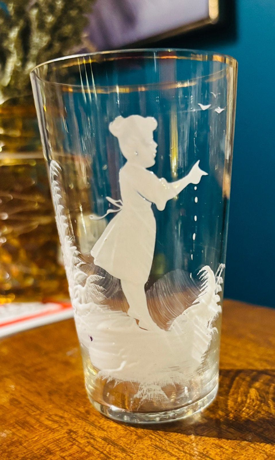Verre Mary Gregory authentique et ancien, Enlèvement ou Envoi