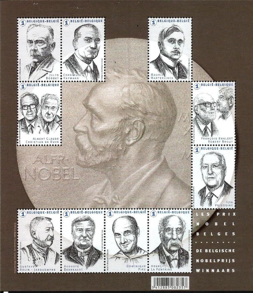 2016 10 Belgische nobelprijswinnaars OBP BL 244**, Ophalen of Verzenden, Zonder stempel, Postfris, Postfris