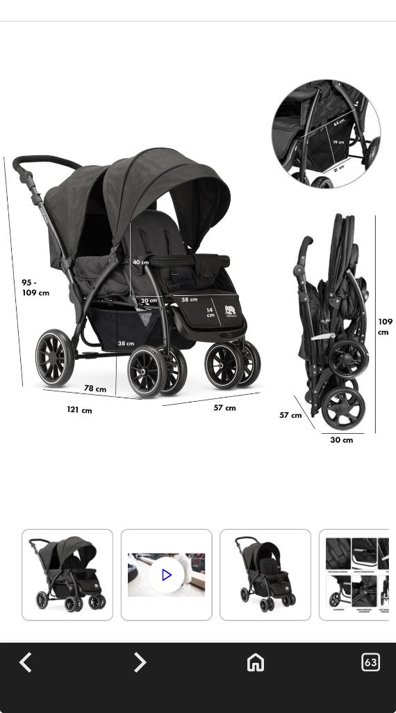 Poussette jumeaux, Enlèvement, Utilisé, Poussette ou Buggy