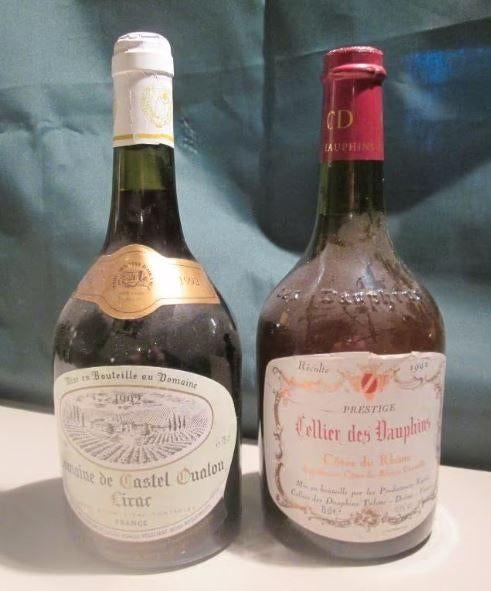 2 vins rouges français - Côtes du Rhône - 1992, Enlèvement ou Envoi, Pleine, Comme neuf, Vin rouge