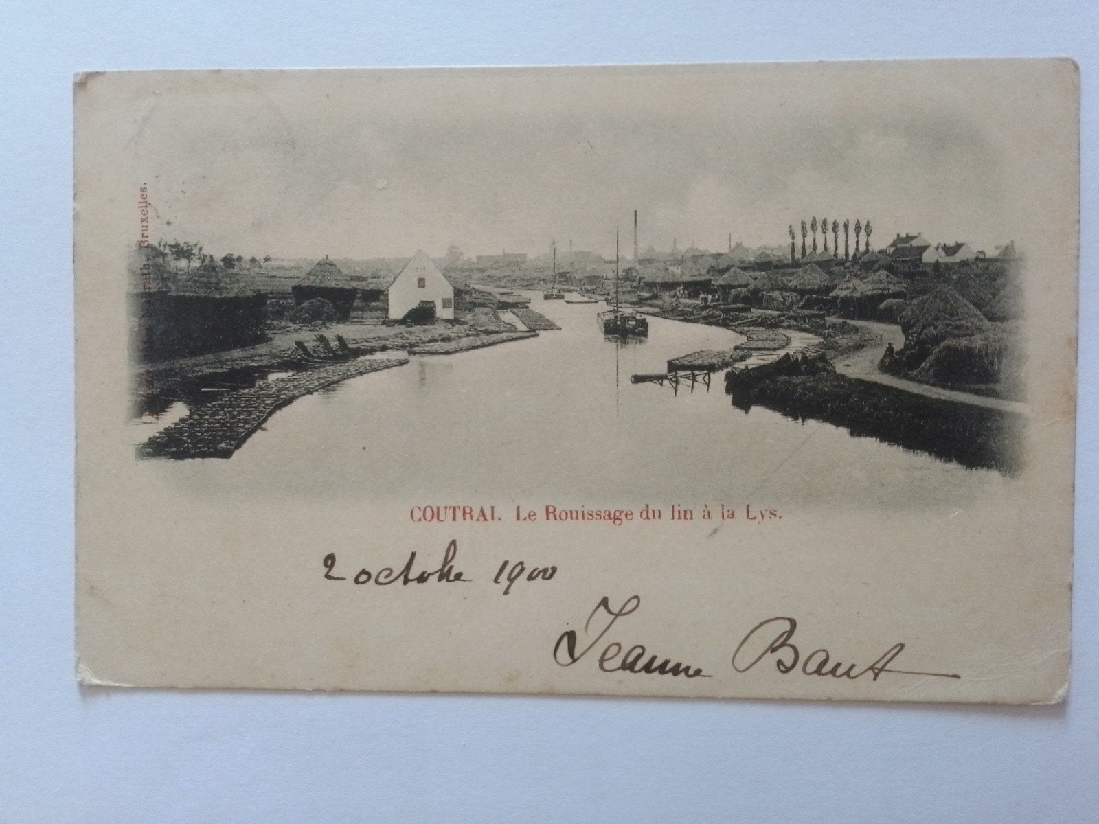 COURTRAI 1900 COURTRAI LE ROUISSAGE DU LIN À LA LYS, Collections, Envoi, Avant 1920, Affranchie, Flandre Occidentale
