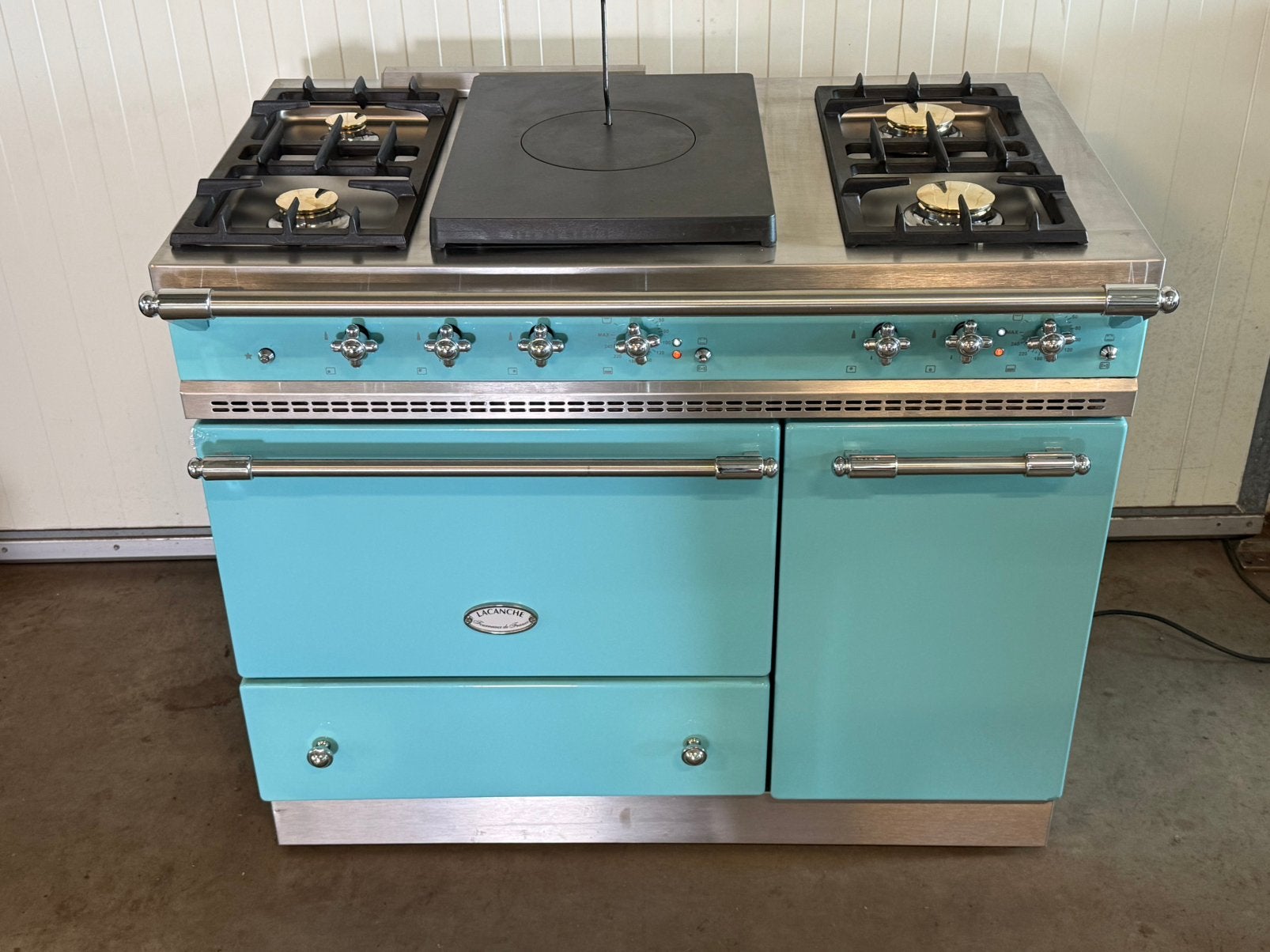 Prachtige Lacanche Baby blauw 5 pits coupe de feu 110 cm, Huis en Inrichting, Keuken | Keukenbenodigdheden, Smeg, Blauw, Ophalen of Verzenden