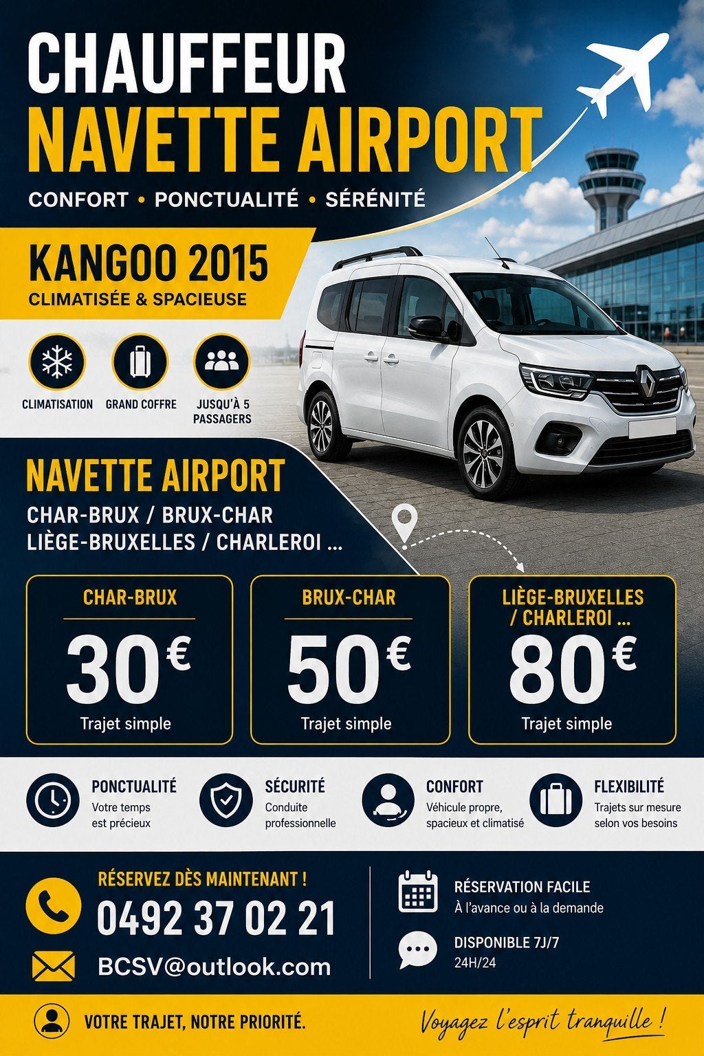 Navette Airport Charleroi Bruxelles ou Bruxelles-Charleroi, Diensten en Vakmensen, Koeriers, Chauffeurs en Taxi's