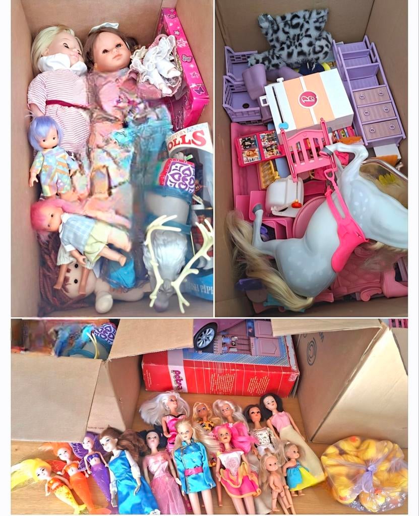 Lot de jouets, poupées, barbie, meubles, accessoires et Disn, Enfants & Bébés, Jouets | Poupées, Enlèvement ou Envoi, Utilisé