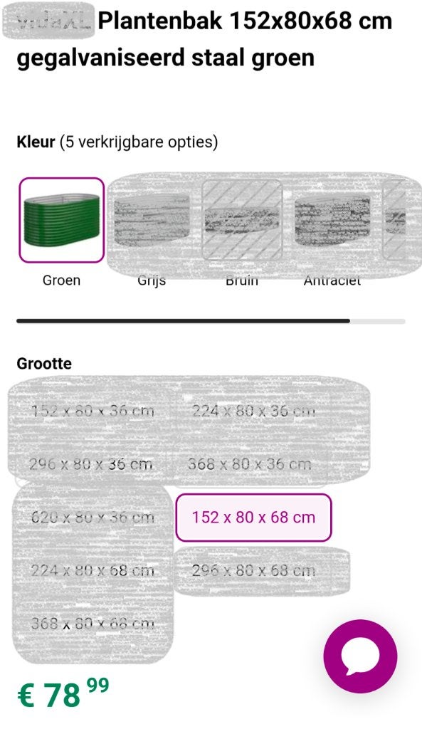 Plantenbak gegalvaniseerd staal groen, Ophalen, 100 cm of meer, Rond, Nieuw