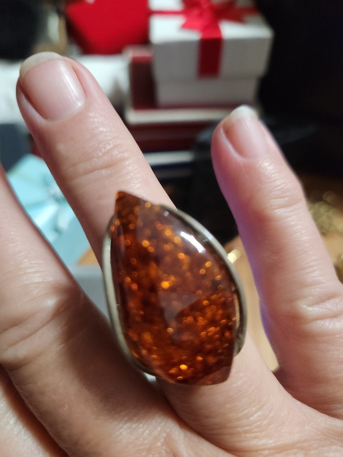 magnifique bague ambre et argent 925, Bijoux, Sacs & Beauté, Enlèvement ou Envoi, Argent, Argent