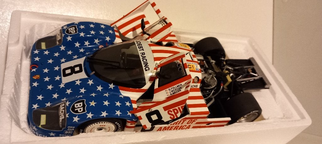 1/18 Porsche 956 LH Spirit of America 24hrs Du Mans 1986, Ophalen of Verzenden, Zo goed als nieuw, Auto, MiniChamps