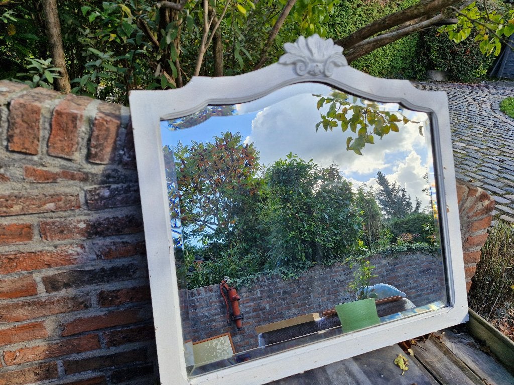 Grand miroir en bois blanc, Enlèvement, Rectangulaire, 50 à 100 cm, Moins de 100 cm