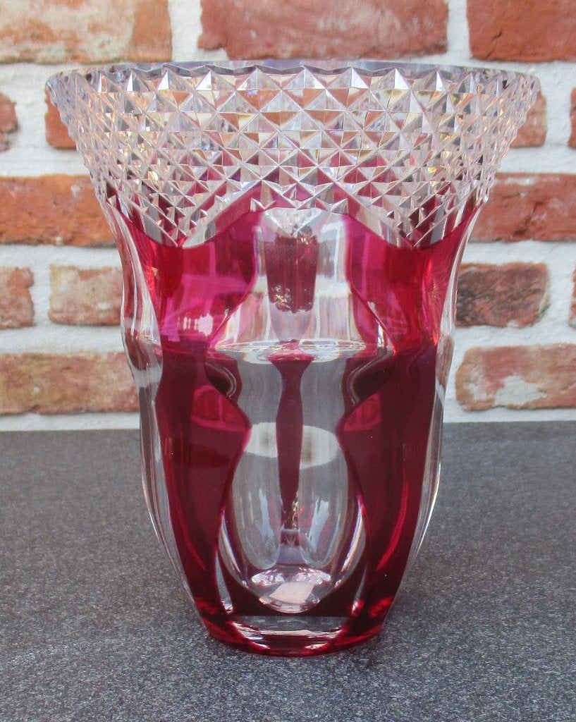 Magnifique vase en cristal taillé de Val Saint Lambert, Enlèvement ou Envoi