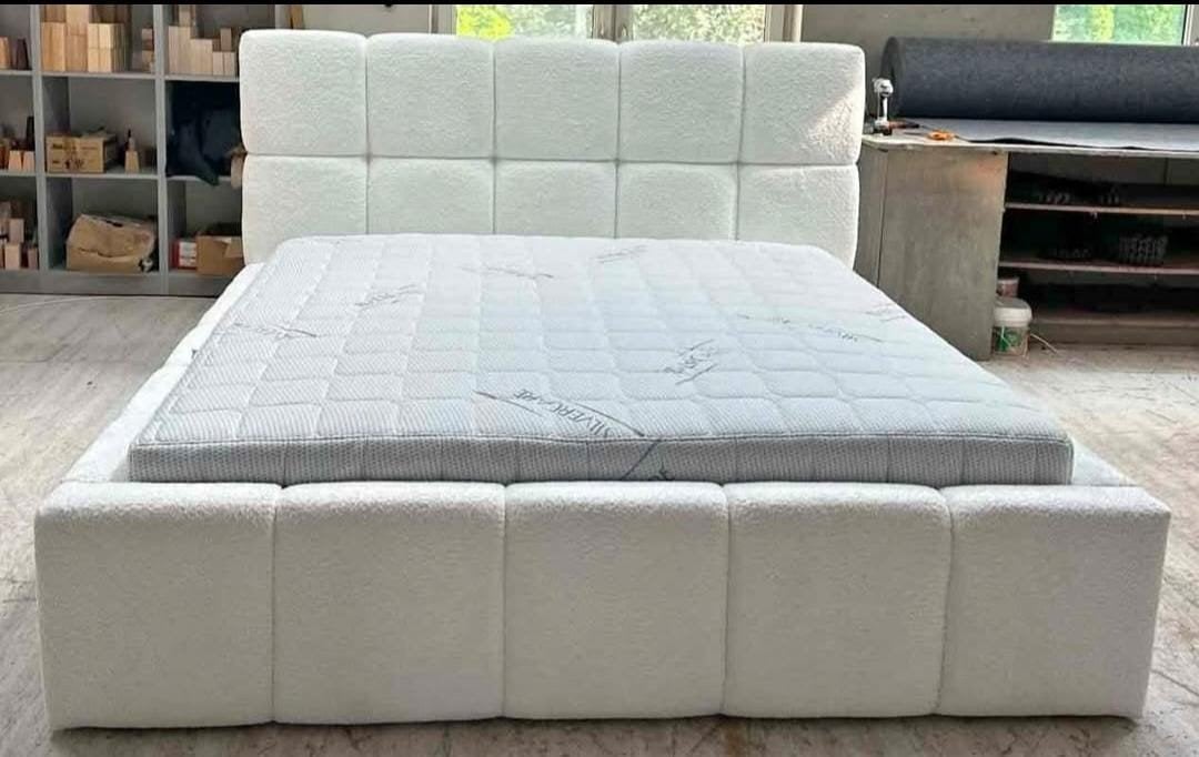 Luxe Wit Bouclé Tweepersoonsbed – Modern Bubble Design Bed (, Maison & Meubles, Chambre à coucher | Lits, Neuf, Deux personnes