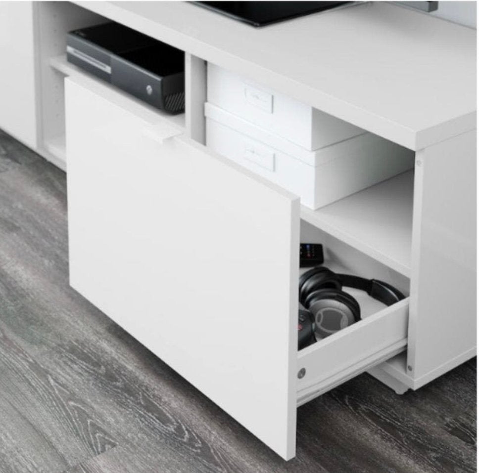 Banc TV blanc brillant, Maison & Meubles, Enlèvement, Utilisé, Moderne