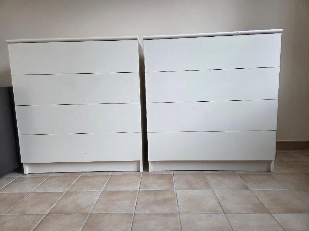 Witte ladekast 4 lades - 2 stuks, Ophalen, Gebruikt, 50 tot 100 cm, 3 of 4 laden