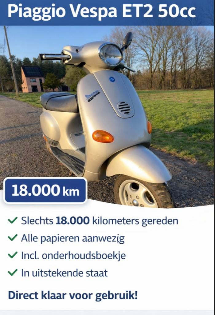 Piaggio vespa et2, Enlèvement, Comme neuf, Piaggio