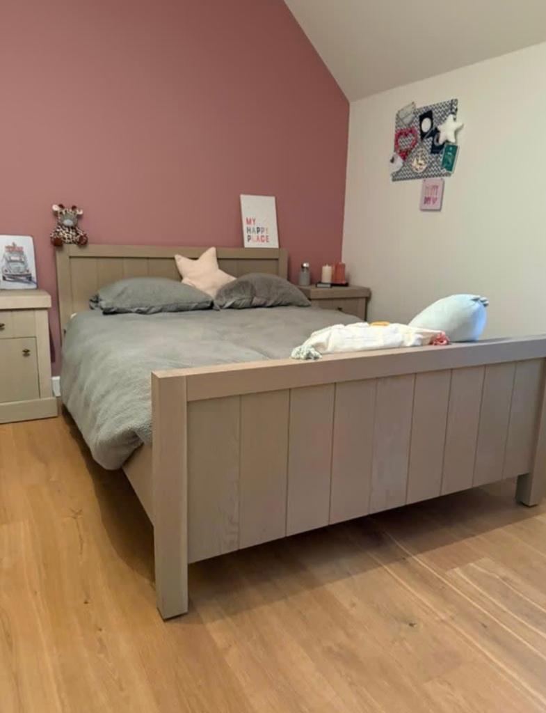 Bed 140 cm, Huis en Inrichting, Ophalen, 140 cm, 200 cm, Grijs