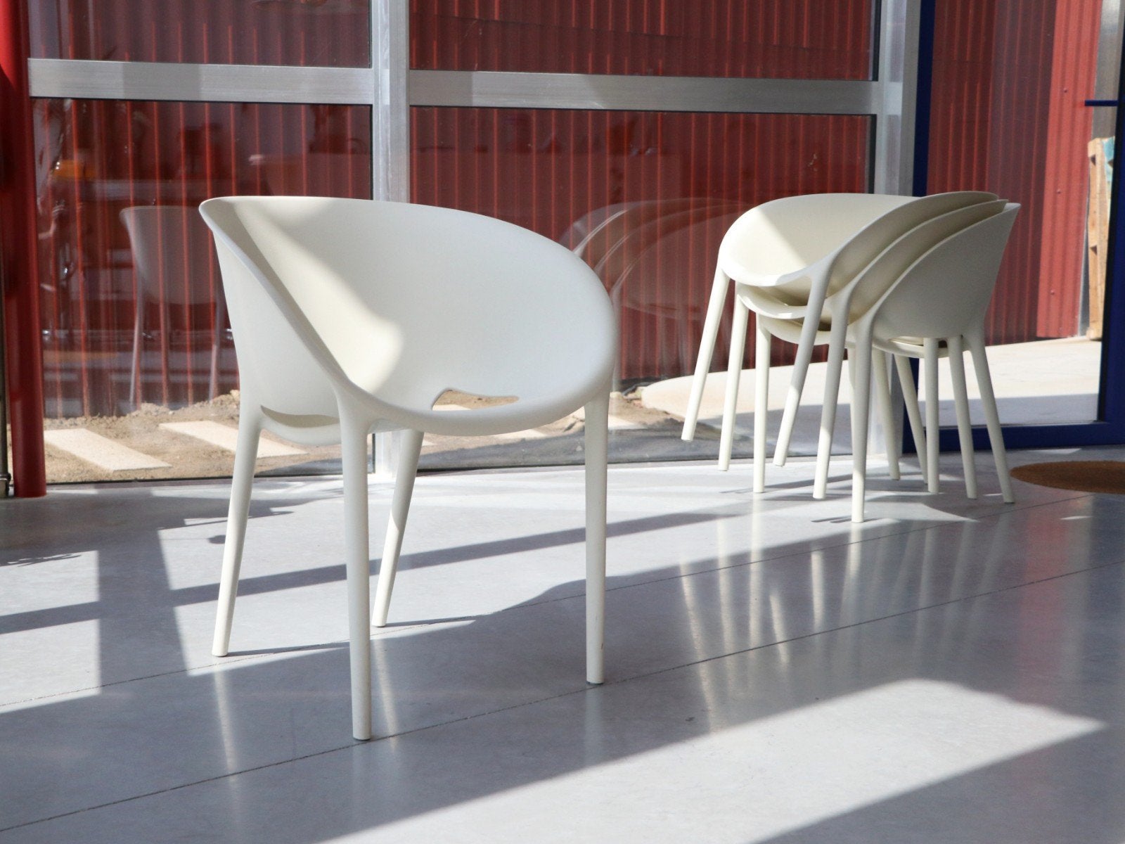 Set van 4 Driade Soft Egg-stoelen - Design Philippe Starck, Jardin & Terrasse, Chaises de jardin, Enlèvement, Comme neuf, Synthétique