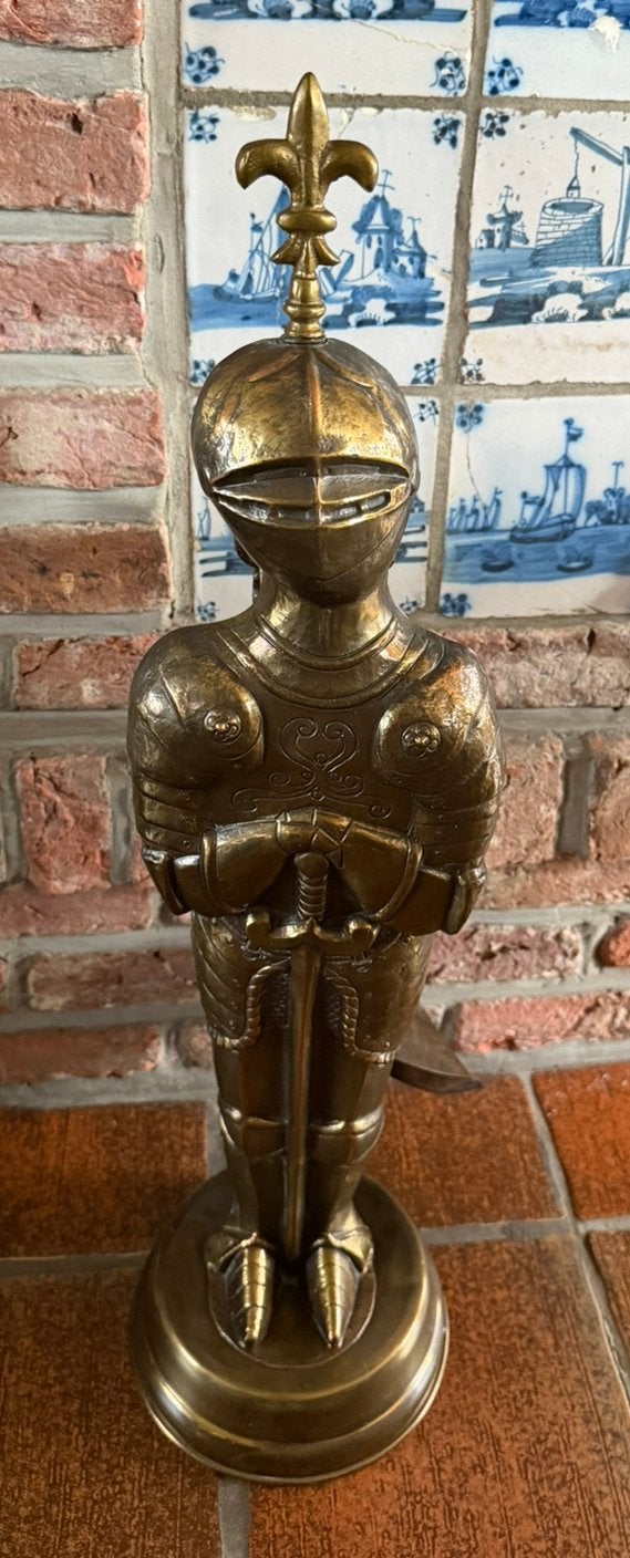 Antieke haardset ridder brons koper, Antiquités & Art, Enlèvement ou Envoi, Bronze