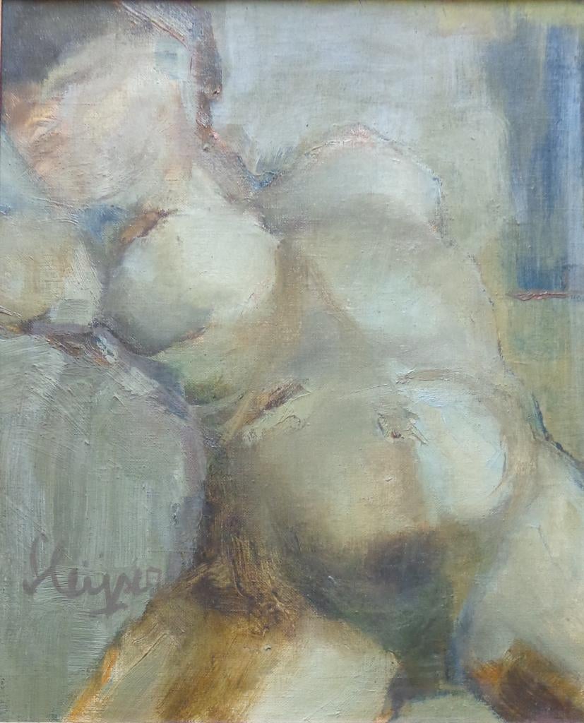 HARRY SLEIJSER / NAAKTE VROUW / OLIEVERF DOEK 58x50cm KADER, Enlèvement ou Envoi