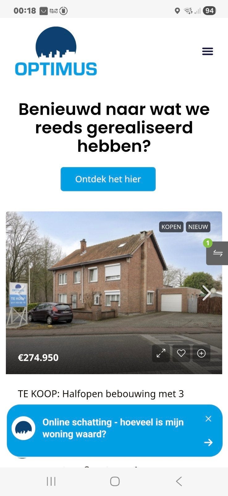 TE KOOP: Halfopen bebouwing met 3 slaapkamers  en groot kame