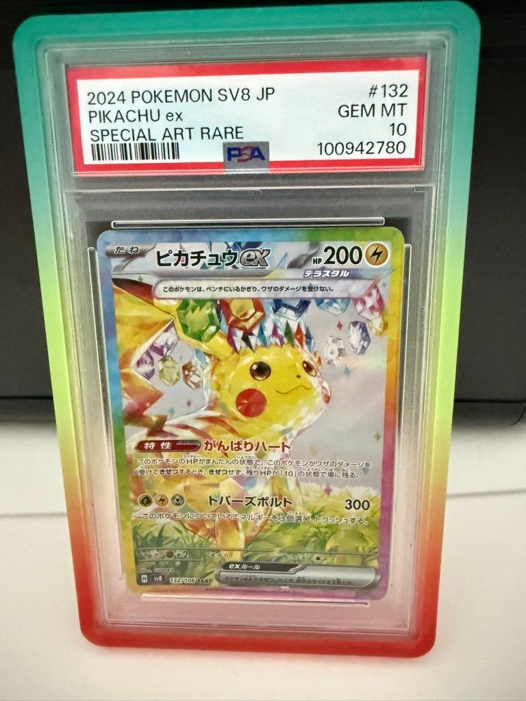 Pikachu EX SV8 132 JP PSA 10, Ophalen of Verzenden, Zo goed als nieuw