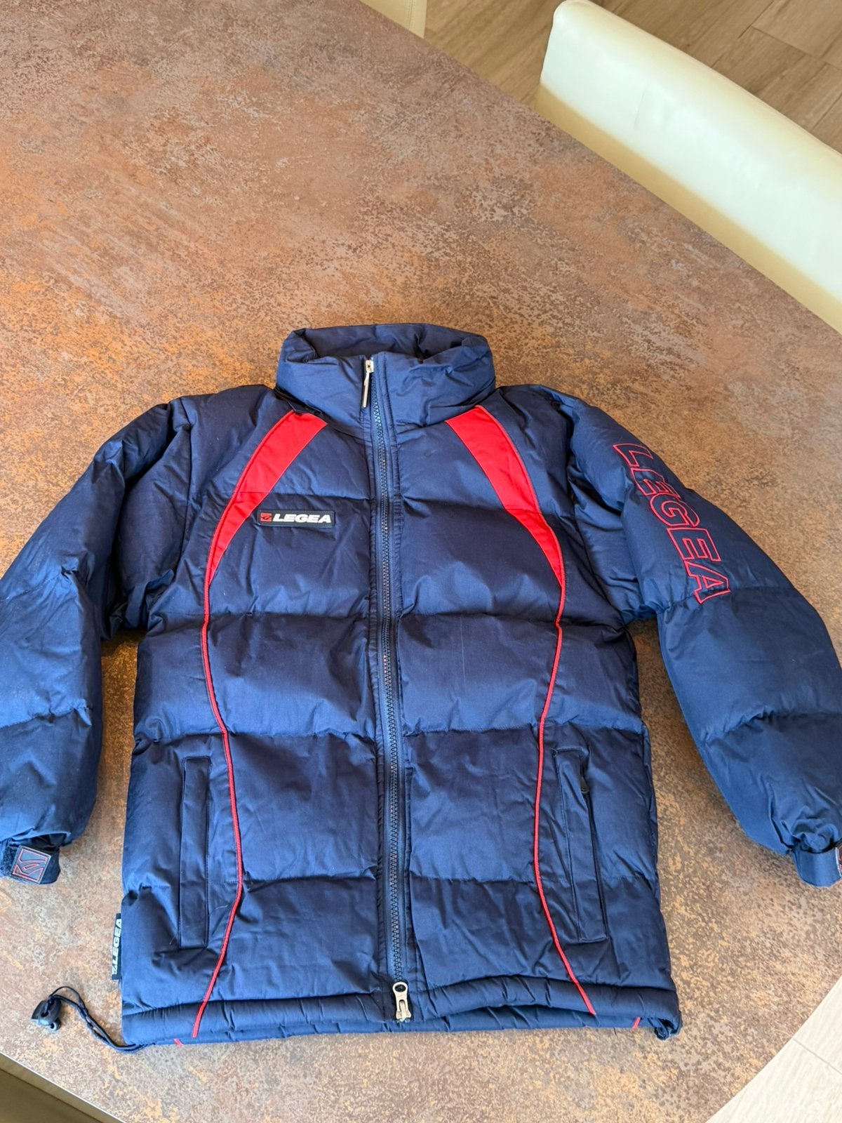 Ski jas winterjas skijas maat 128 - 140 Donker blauw Legea, Overige merken, Ophalen of Verzenden, Zo goed als nieuw, Kleding