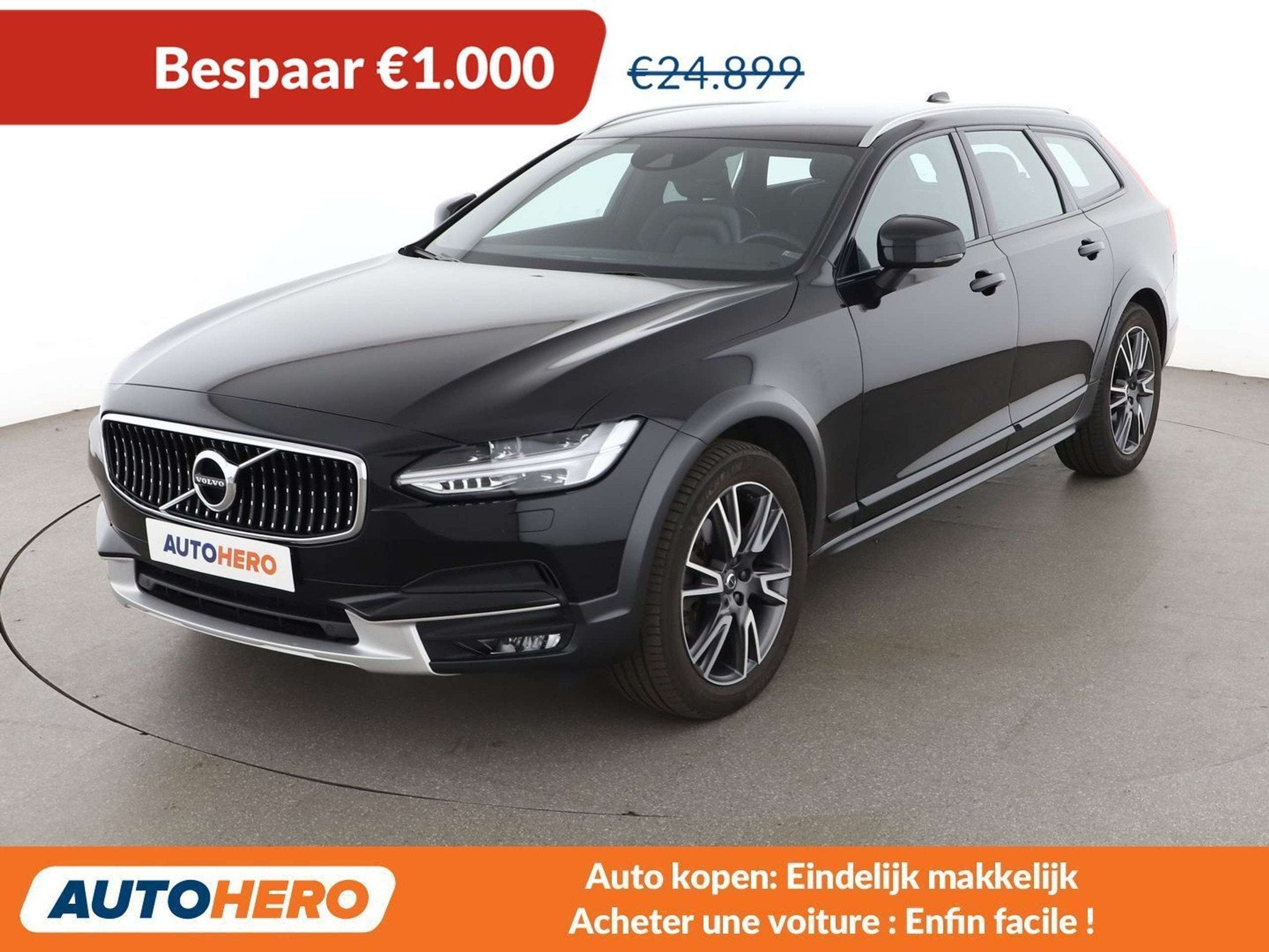 Volvo V90 Cross Country 2.0 D4 Pro AWD (bj 2017, automaat), Auto's, Automaat, Zwart, Leder, 140 kW
