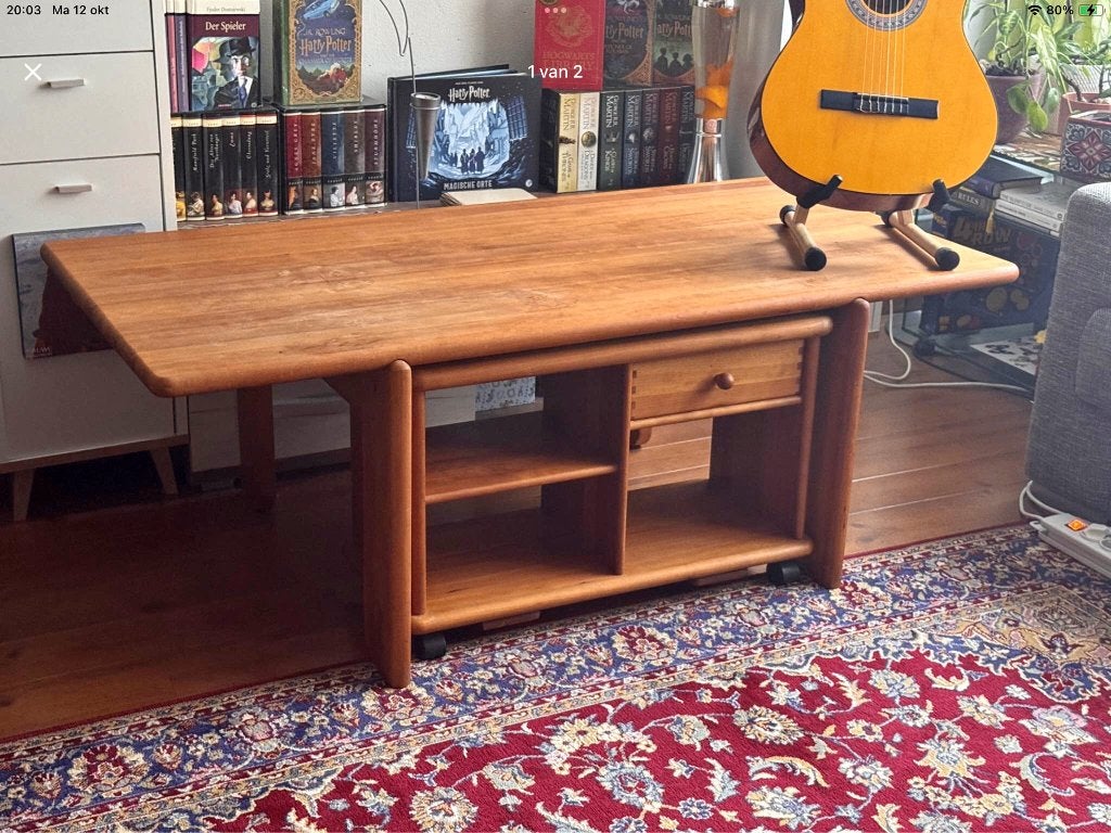 Vintage 70s Teak Coffee Table & Extension Cabinet Denmark, Enlèvement, Utilisé