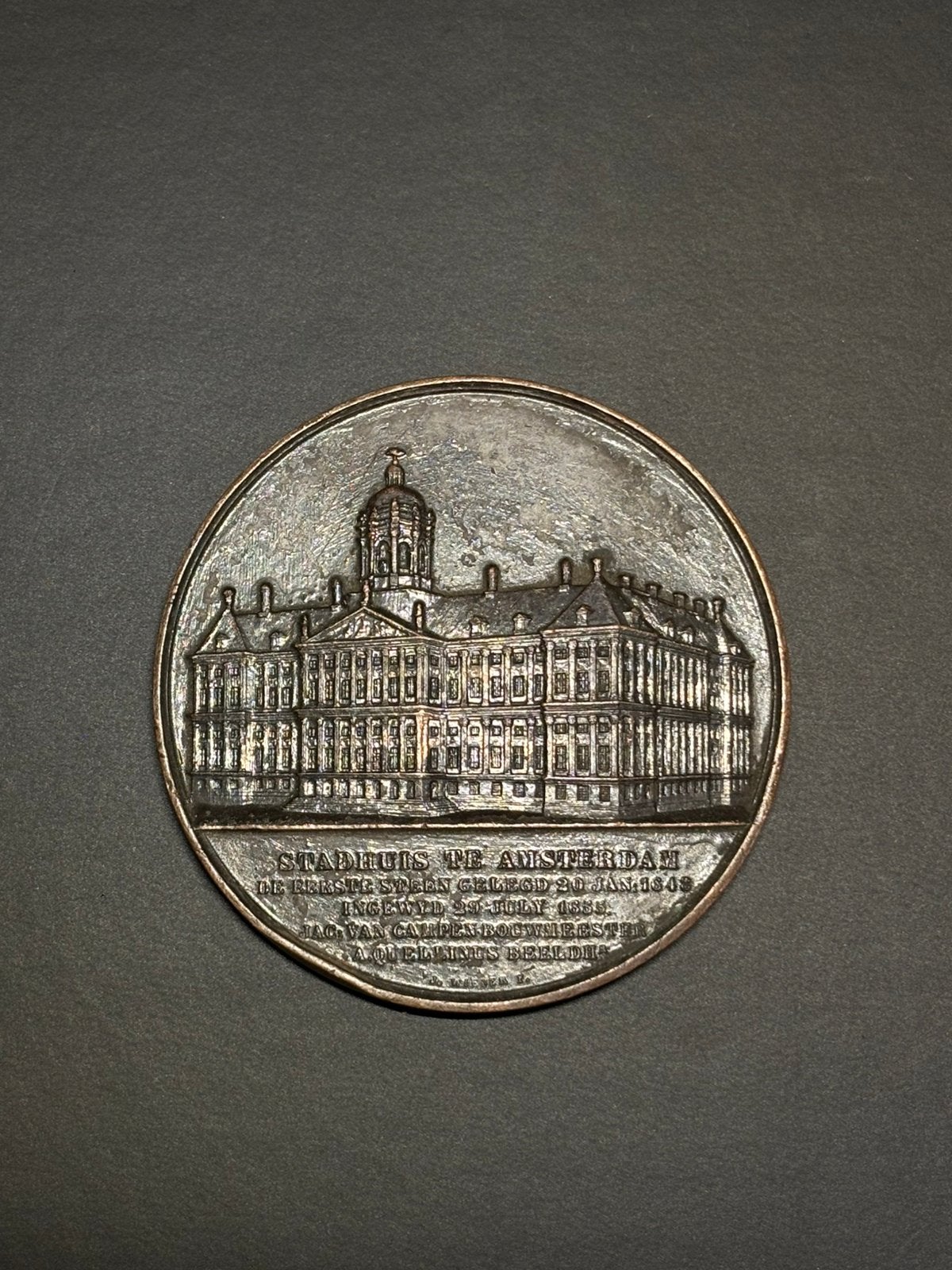 Jacques Wiener bronze medaille Amsterdam stadhuis, Verzamelen, Ophalen of Verzenden, Zo goed als nieuw
