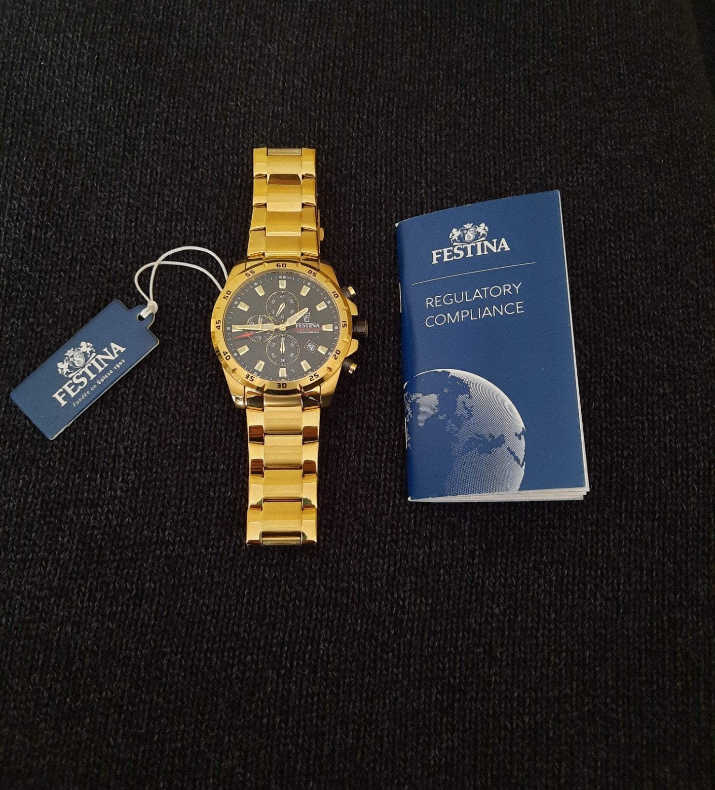 Splinternieuwe Festina Chrono Sport horloge - goud / zwart, Acier, Enlèvement, Acier, Neuf