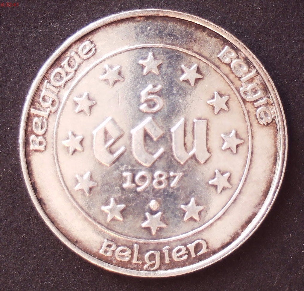 België 5 ECU, 1987, Postzegels en Munten, Zilver, Ophalen of Verzenden, Losse munt, Zilver