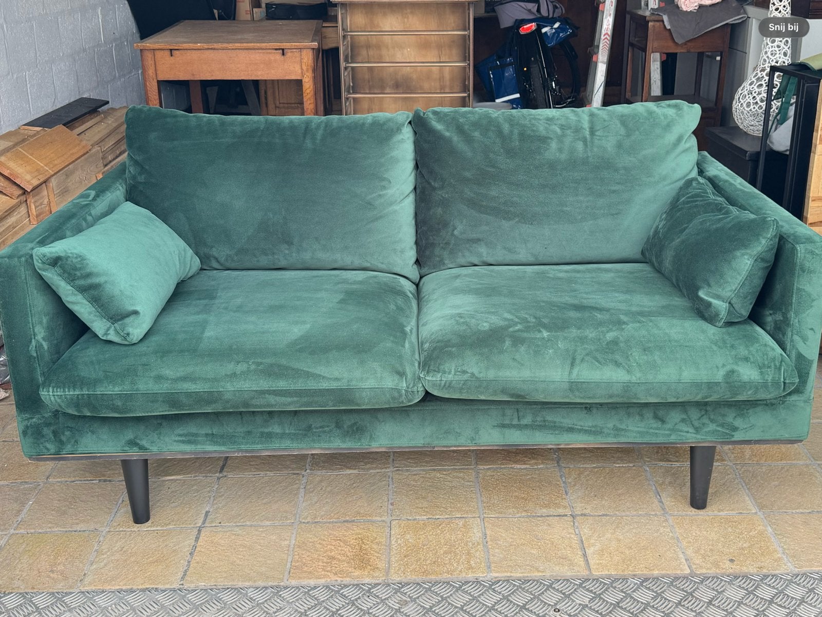Zetel groen velvet, Ophalen, Zo goed als nieuw