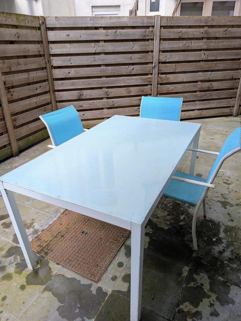 Tuintafel + 6 stoelen, Ophalen, Gebruikt, Rechthoekig, Aluminium
