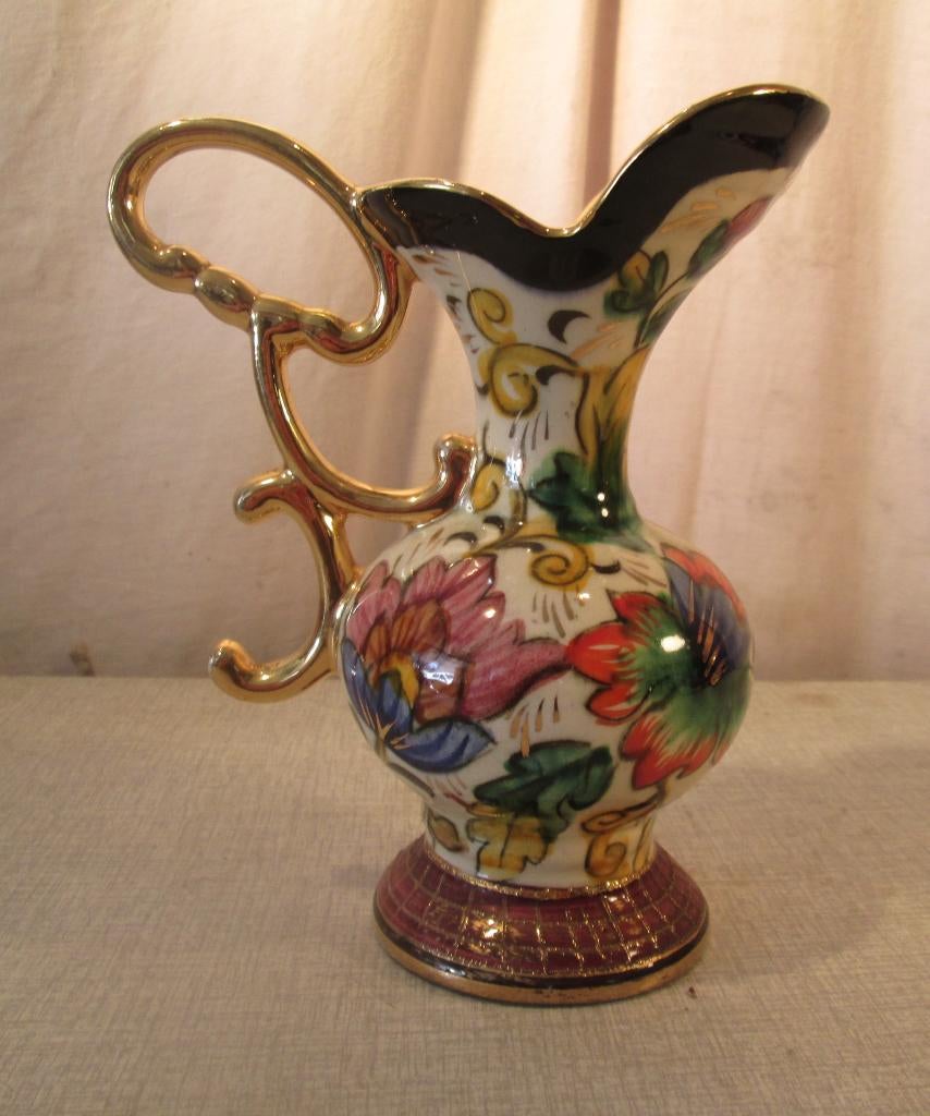 Prachtige Antieke Kleurig Kruik - Bequet Quaregnon - 18cm, Antiek en Kunst, Antiek | Keramiek en Aardewerk, Ophalen of Verzenden