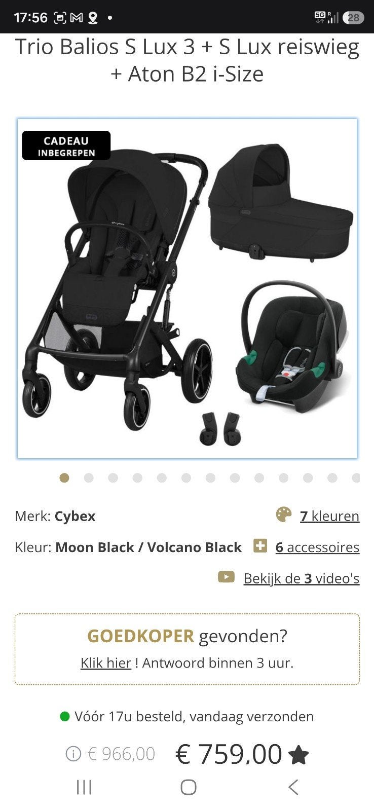 Cybex Balios S 3-in-1 kinderwagen. NIEUWE REISWIEG+AUTOSTOEL, Ophalen, Nieuw, Overige merken, Verstelbare rugleuning