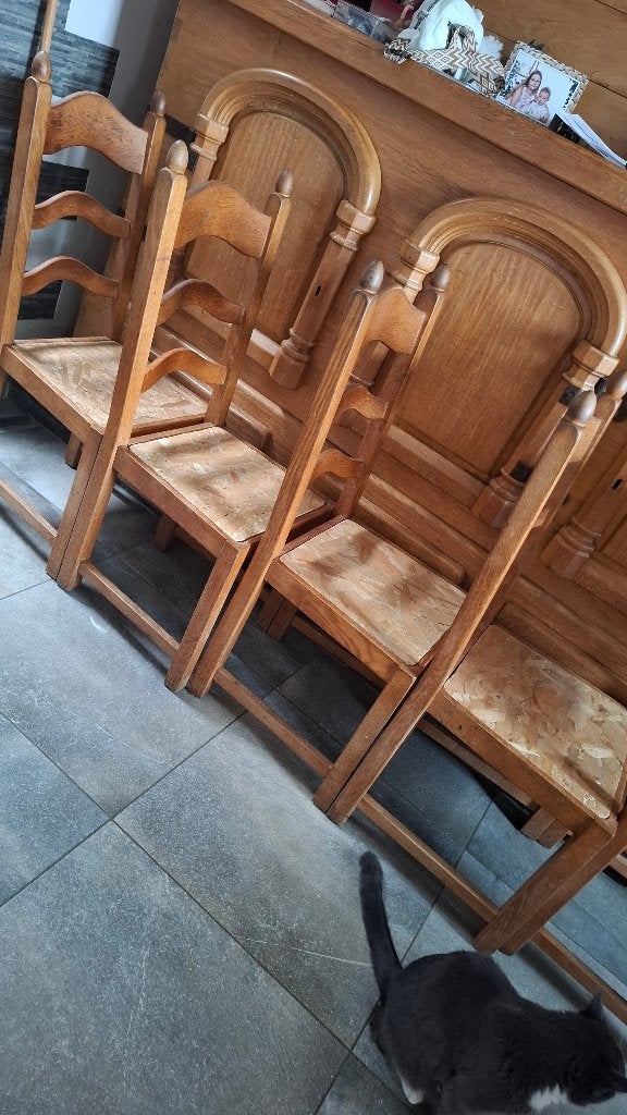 8 chaises en chêne massif, Enlèvement, Utilisé, Bois, Cinq, Six Chaises ou plus