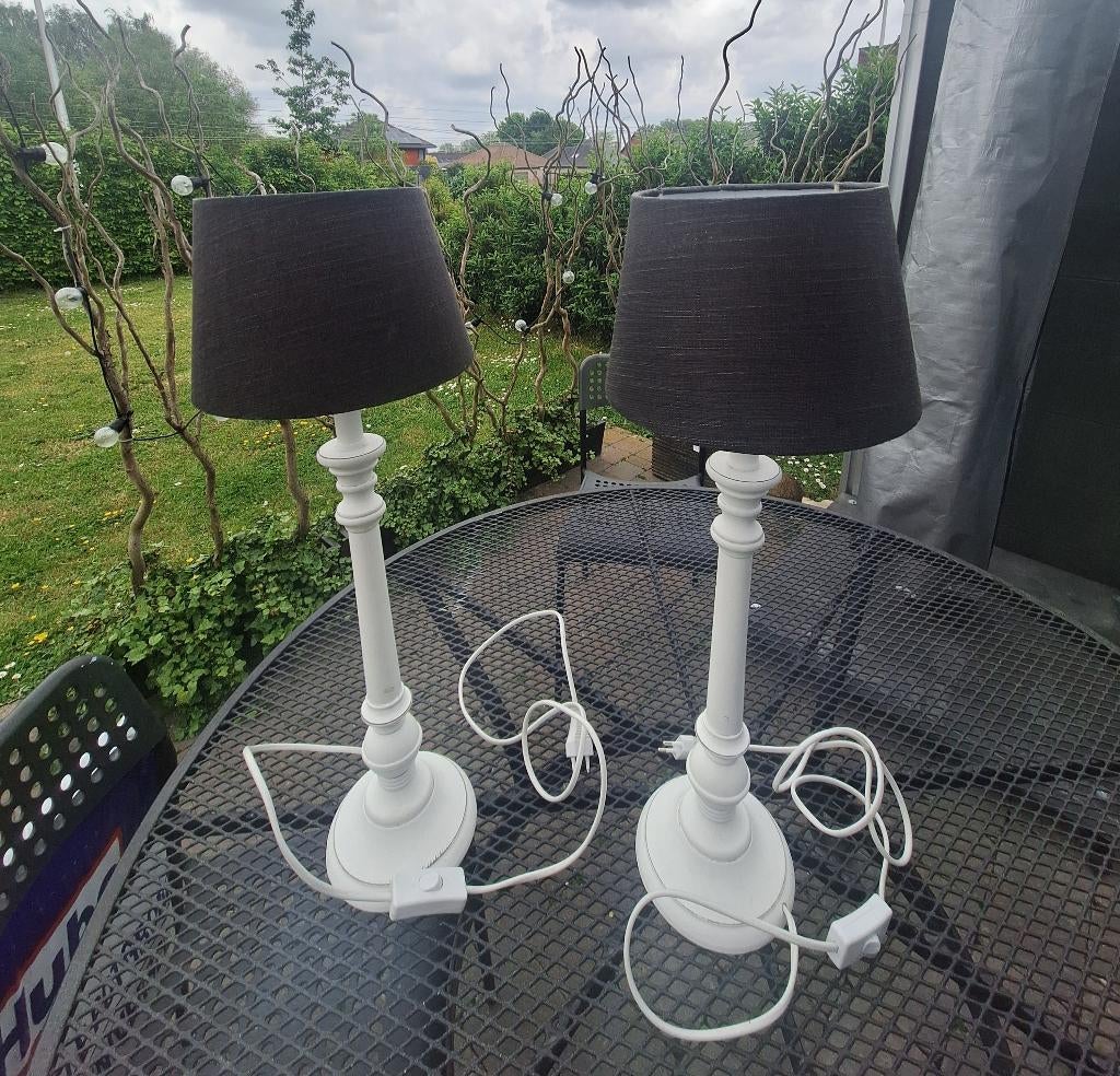 tafellampen landelijk, Maison & Meubles, Lampes | Lampes de table, Utilisé, 50 à 75 cm, Bois, Tissus, Enlèvement