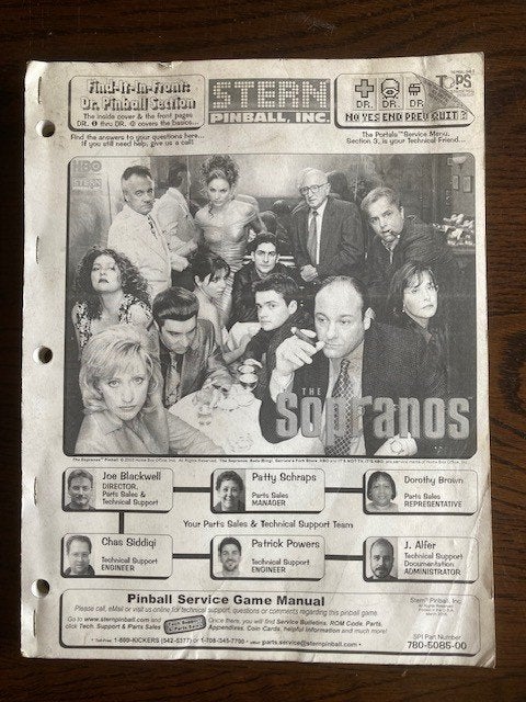 STERN THE SOPRANOS : MANUEL + SCHEMA + SUPPL..FRANCAIS, Collections, Machines | Flipper (jeu), Enlèvement ou Envoi, Flipper (jeu)