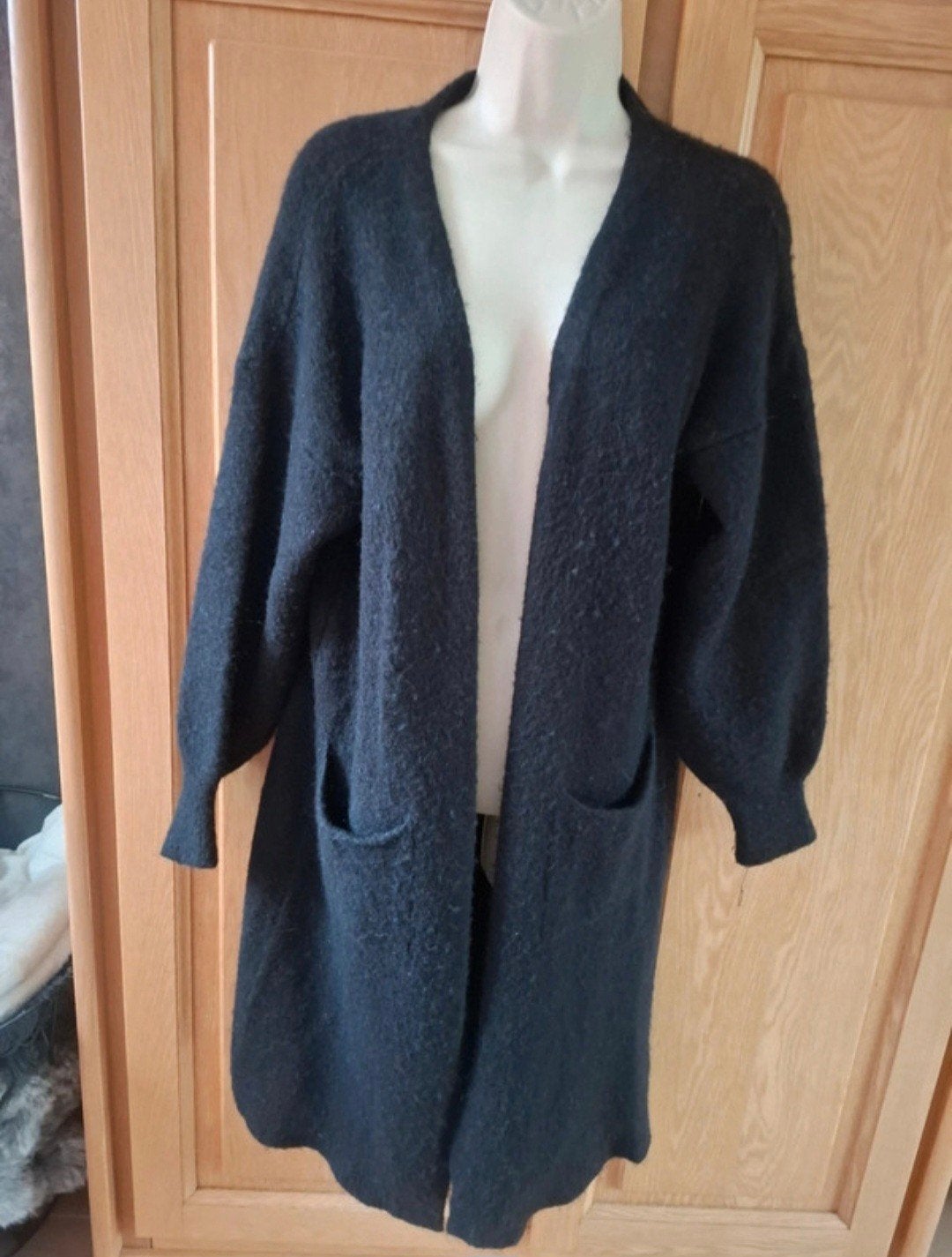 long gilet chaud Dixie mailles M noir, Maat 38/40 (M), Zwart, Gedragen, Dixie